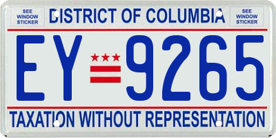 DC license plate EY9265