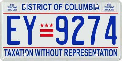 DC license plate EY9274