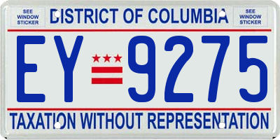 DC license plate EY9275