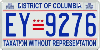 DC license plate EY9276