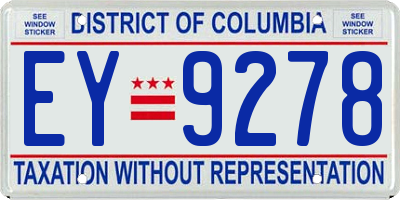 DC license plate EY9278