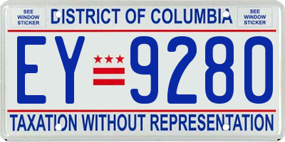 DC license plate EY9280