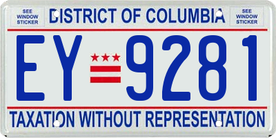 DC license plate EY9281