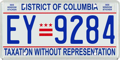 DC license plate EY9284