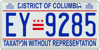 DC license plate EY9285