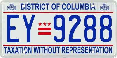 DC license plate EY9288