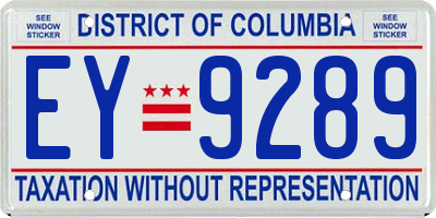 DC license plate EY9289