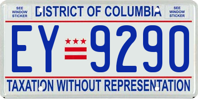 DC license plate EY9290