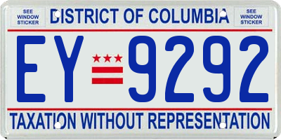 DC license plate EY9292