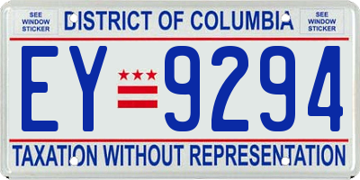 DC license plate EY9294