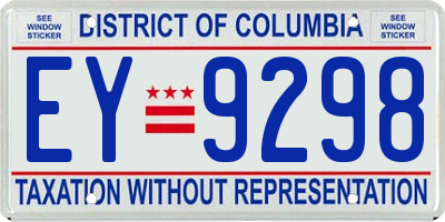 DC license plate EY9298