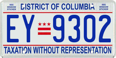 DC license plate EY9302