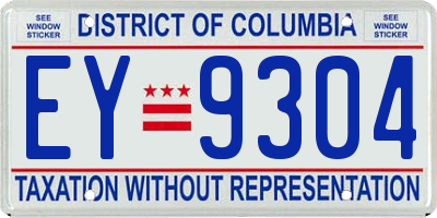 DC license plate EY9304