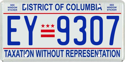 DC license plate EY9307