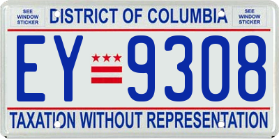 DC license plate EY9308