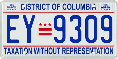 DC license plate EY9309