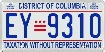 DC license plate EY9310