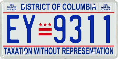 DC license plate EY9311