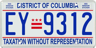 DC license plate EY9312