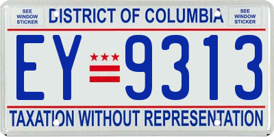 DC license plate EY9313