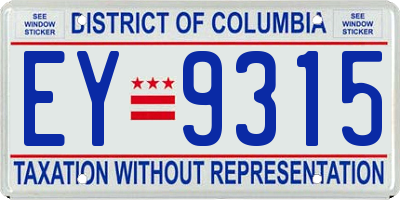 DC license plate EY9315