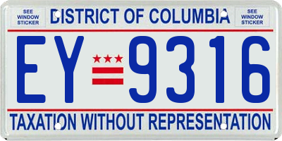 DC license plate EY9316