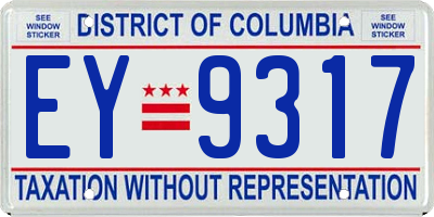 DC license plate EY9317