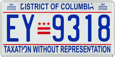 DC license plate EY9318