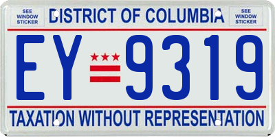 DC license plate EY9319