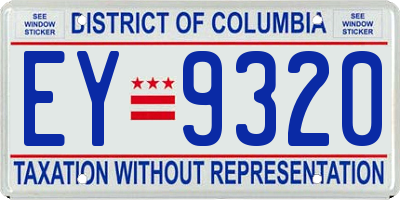 DC license plate EY9320