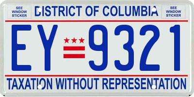 DC license plate EY9321