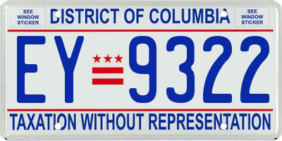 DC license plate EY9322