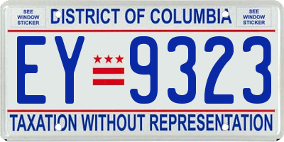 DC license plate EY9323