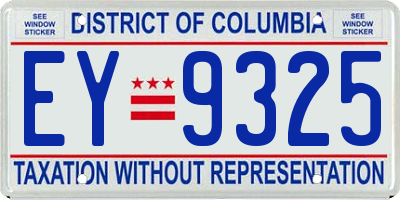 DC license plate EY9325