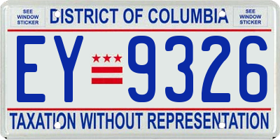 DC license plate EY9326