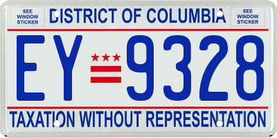 DC license plate EY9328