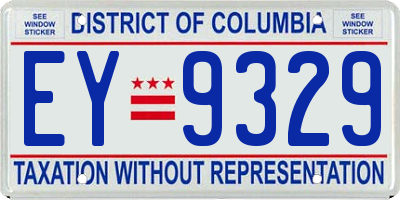 DC license plate EY9329