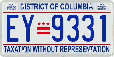 DC license plate EY9331