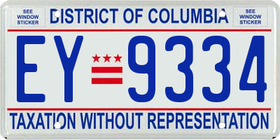 DC license plate EY9334