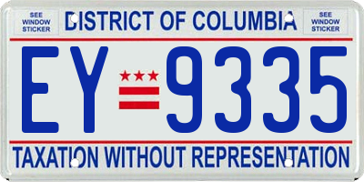 DC license plate EY9335