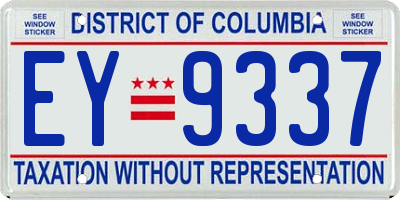 DC license plate EY9337