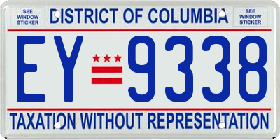 DC license plate EY9338