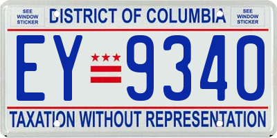 DC license plate EY9340