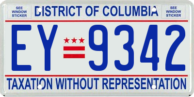 DC license plate EY9342