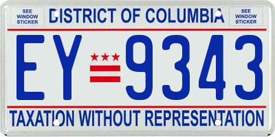 DC license plate EY9343