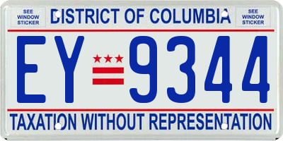 DC license plate EY9344