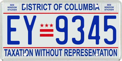 DC license plate EY9345