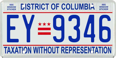 DC license plate EY9346