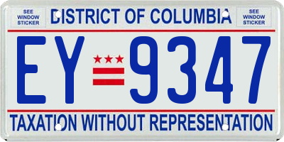 DC license plate EY9347