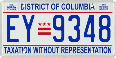 DC license plate EY9348